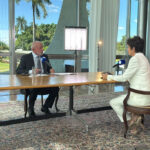 Christina Lemos e o presidente Luna no Palácio da Alvorada | Divulgação Record